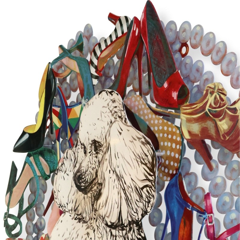 Ivory Poodle: David Gerstein Hand Painted Limited Edition Wall Sculptu