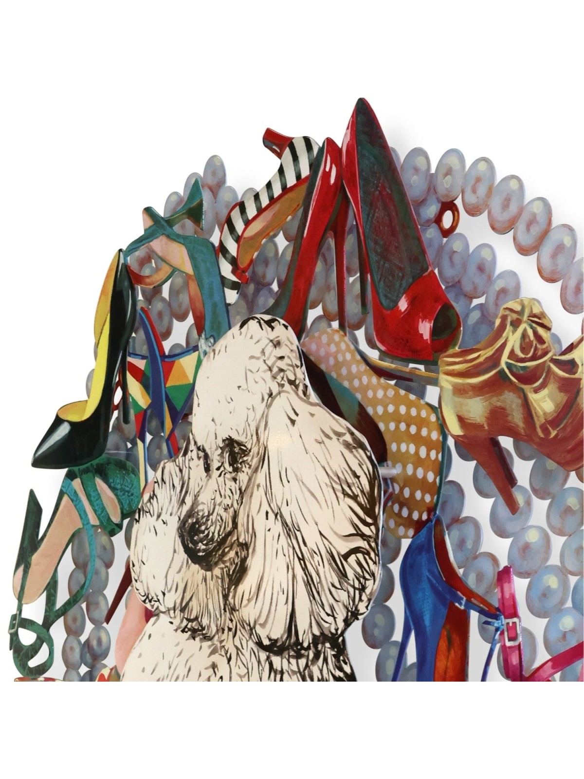 Ivory Poodle: David Gerstein Hand Painted Limited Edition Wall Sculptu