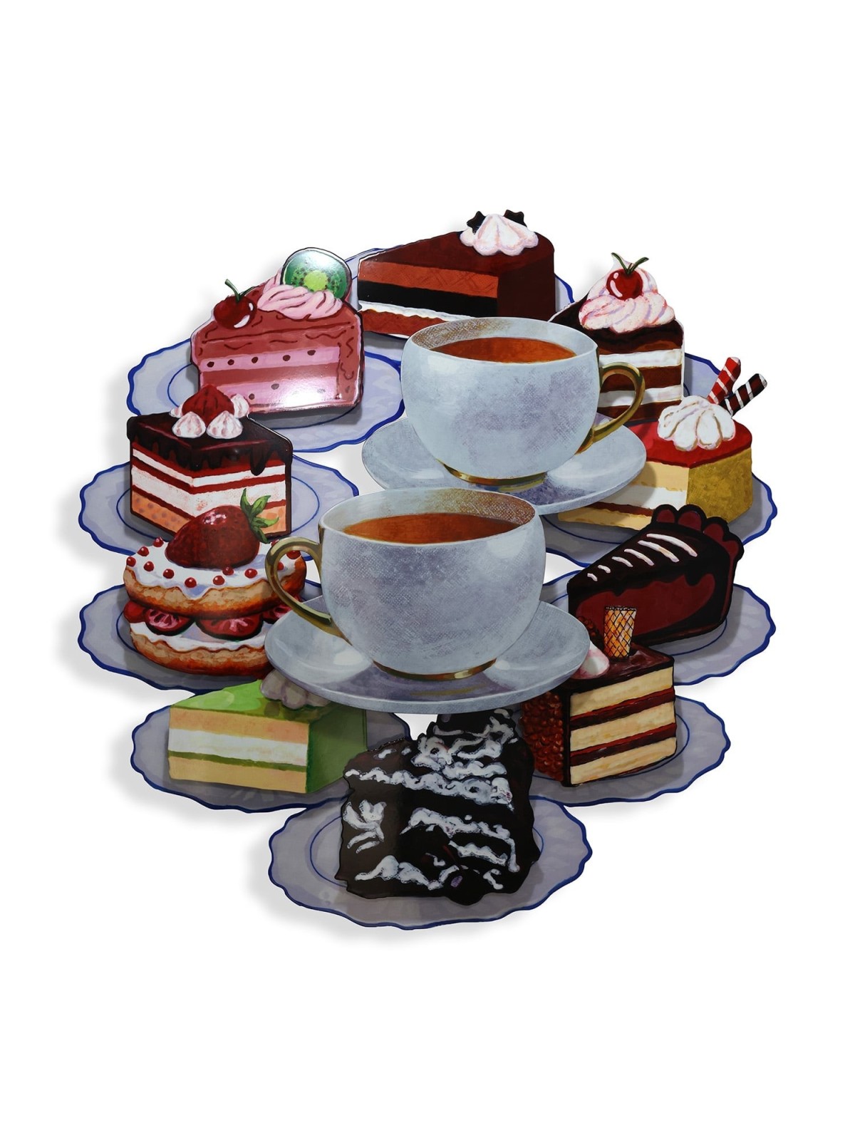 Tea Time: David Gerstein Hand Painted Limited Edition Wall Sculpture