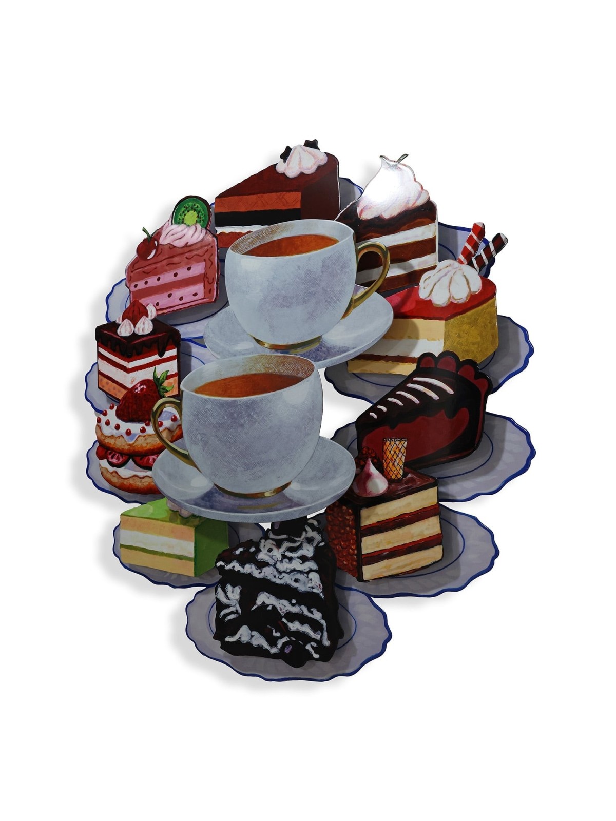 Tea Time: David Gerstein Hand Painted Limited Edition Wall Sculpture