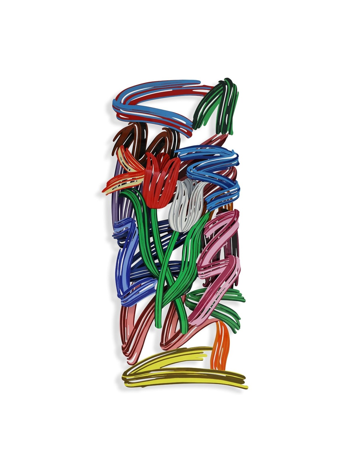 Tulips Brush Strokes: David Gerstein Hand Painted Limited Edition Wall