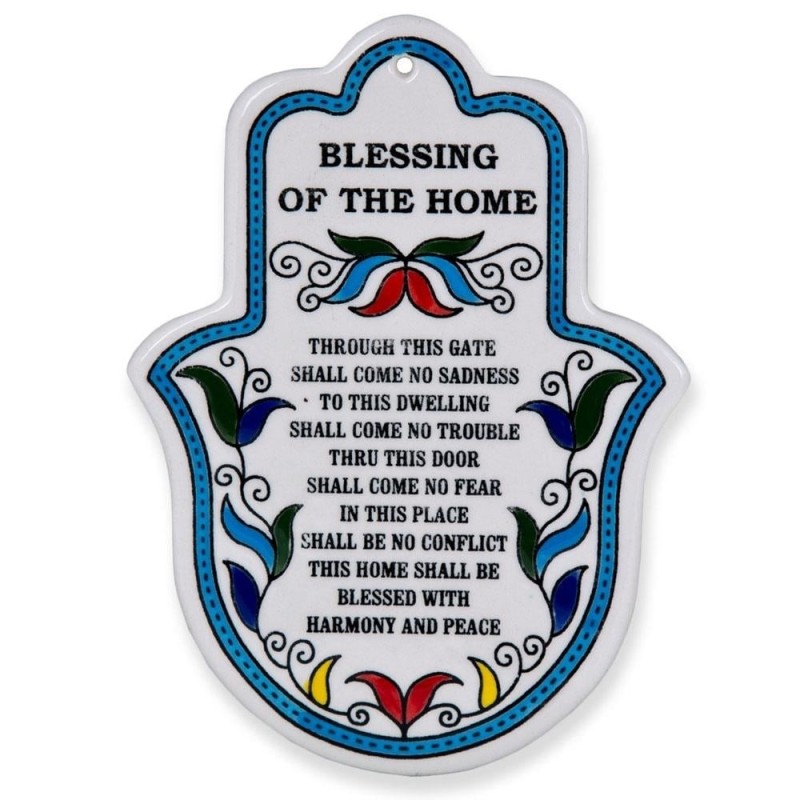 Hamsa Wall Hanging with Home Blessing (English). Armenian Ceramic