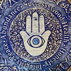 Art in Clay Handmade Ceramic Blessings and Hamsa Plaque Wall Hanging