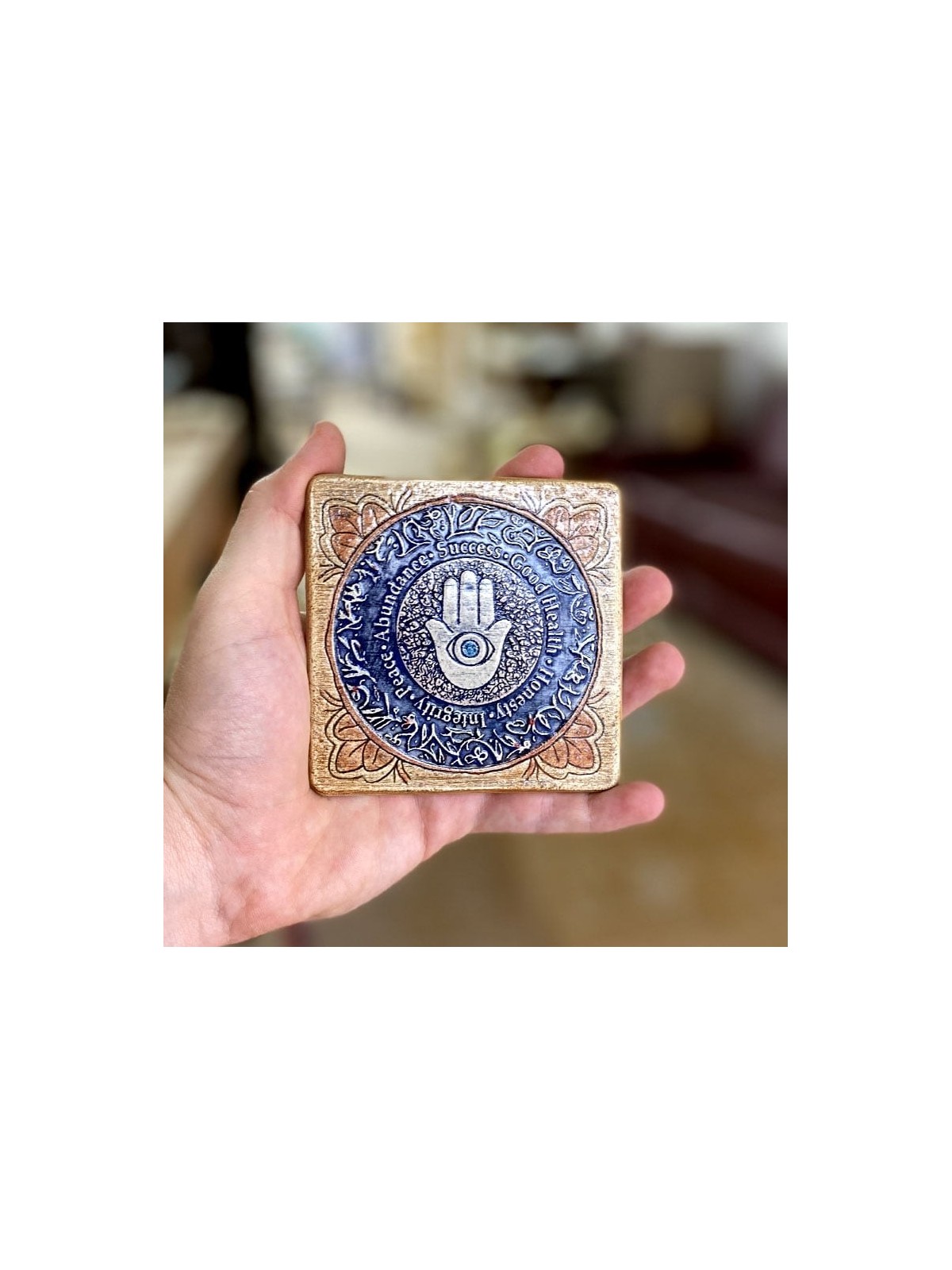Art in Clay Handmade Ceramic Blessings and Hamsa Plaque Wall Hanging