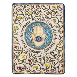 Art in Clay Limited Edition Handmade Floral Ceramic Hamsa and Blessing