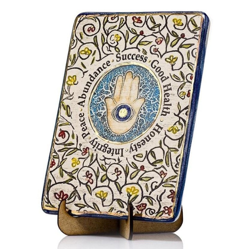 Art in Clay Limited Edition Handmade Floral Ceramic Hamsa and Blessing
