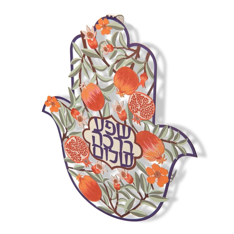 Colorful Pomegranate Hamsa Sculpture by Dorit Judaica