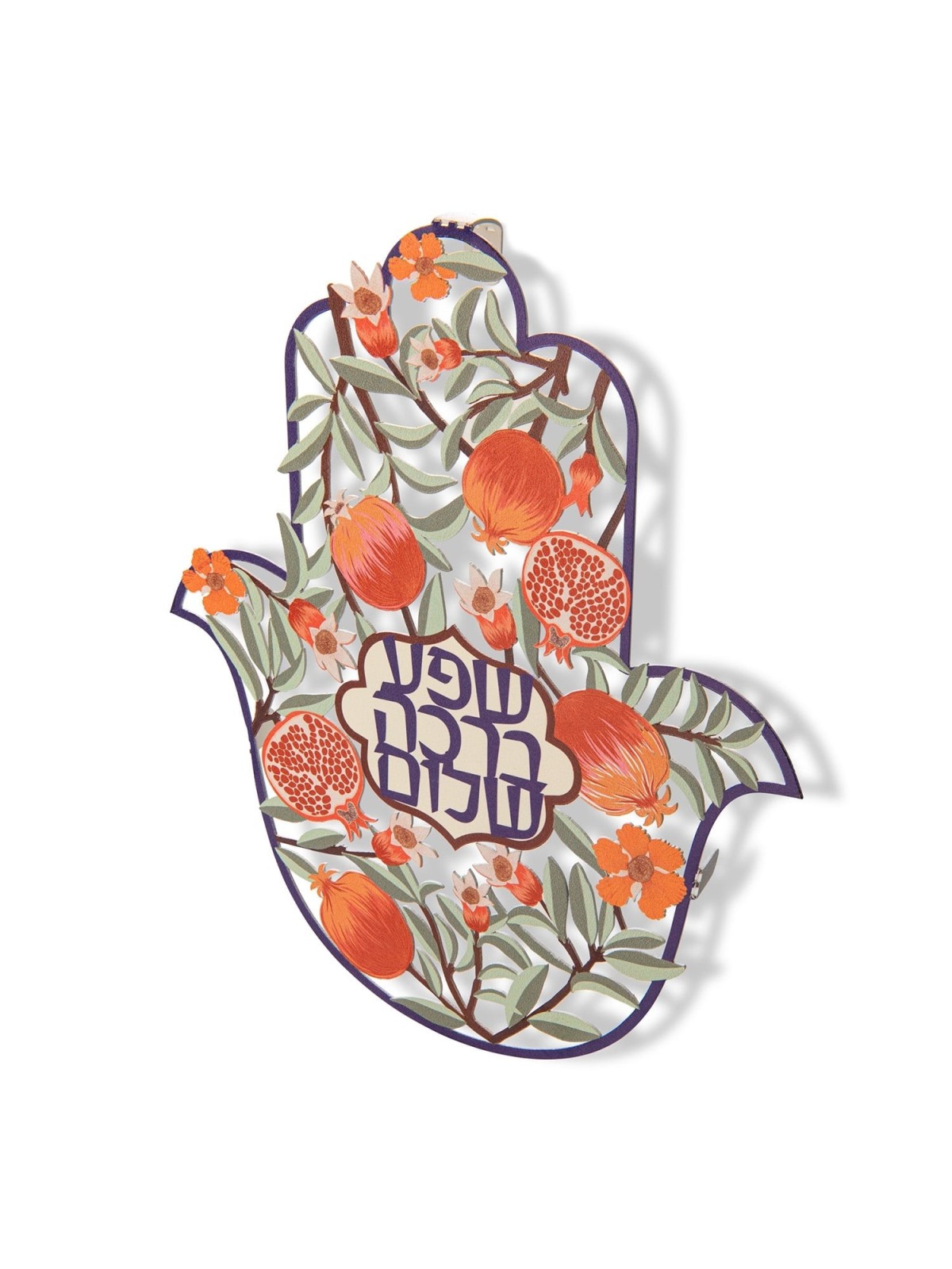 Colorful Pomegranate Hamsa Sculpture by Dorit Judaica