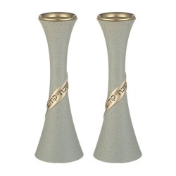 Elegant Gray Polyresin Candlesticks Shab... | Traditional Candlesticks