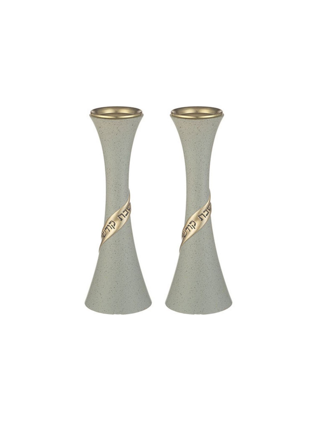 Elegant Gray Polyresin Candlesticks Shab... | Traditional Candlesticks
