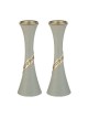 Elegant Gray Polyresin Candlesticks Shab... | Traditional Candlesticks