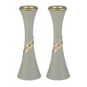 Elegant Gray Polyresin Candlesticks Shab... | Traditional Candlesticks
