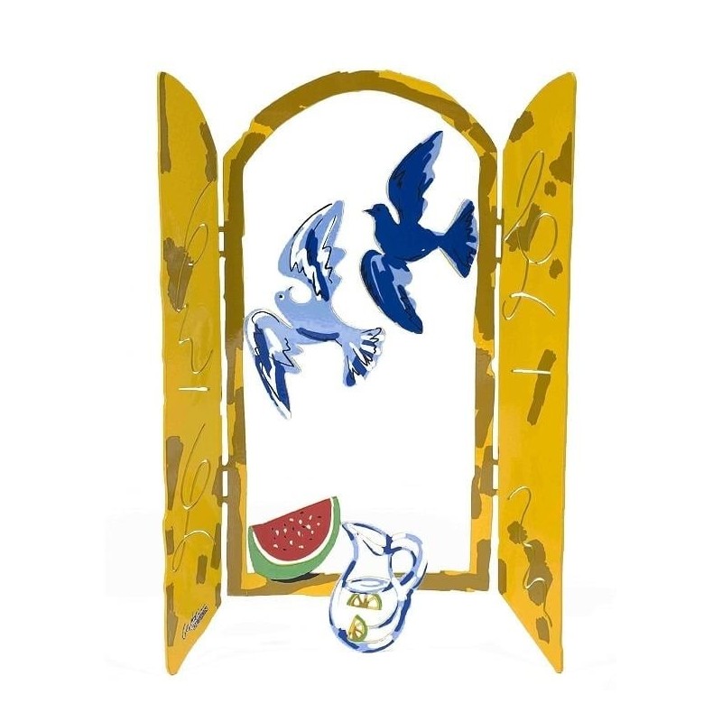 David Gerstein Signed Sculpture - Window with Doves