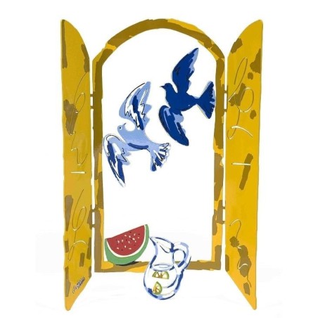 David Gerstein Signed Sculpture - Window with Doves