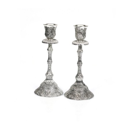 Silver Plated Stem Shabbat Candlesticks ... | Traditional Candlesticks