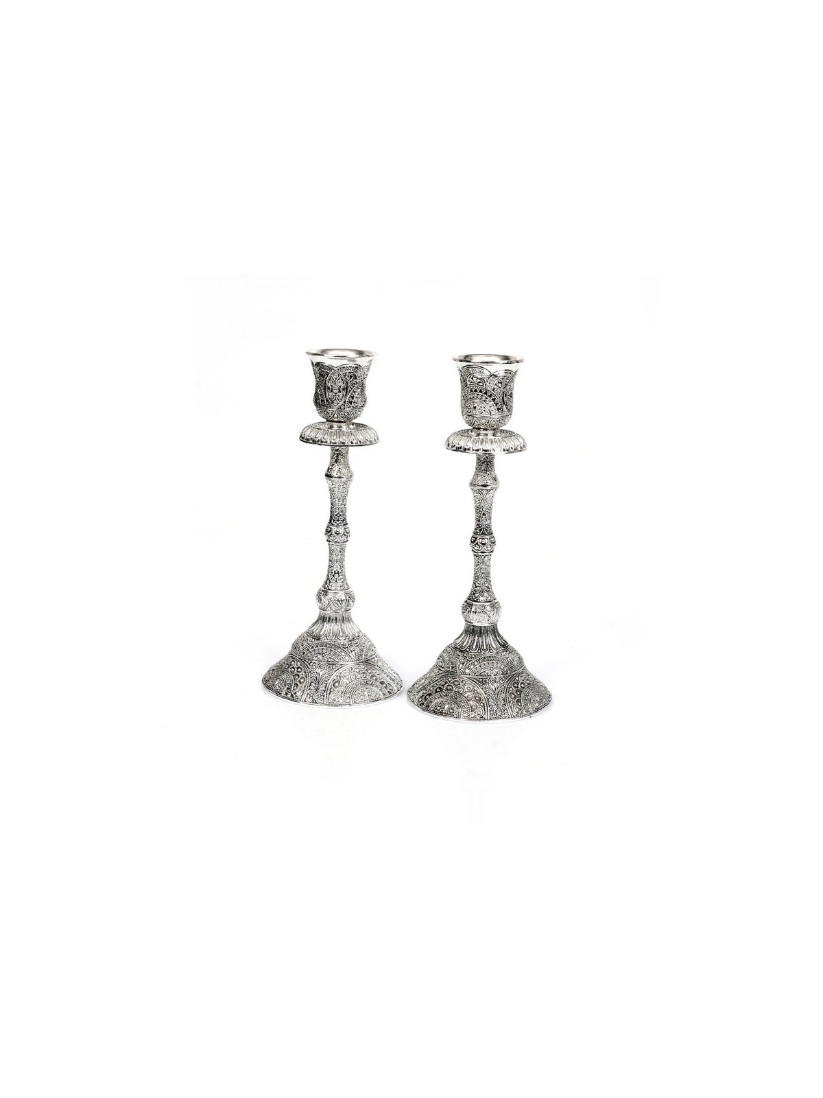 Silver Plated Stem Shabbat Candlesticks ... | Traditional Candlesticks