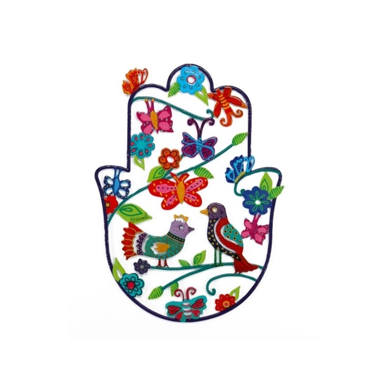 Yair Emanuel Hand Painted Hamsa Wall Hanging - Design Option