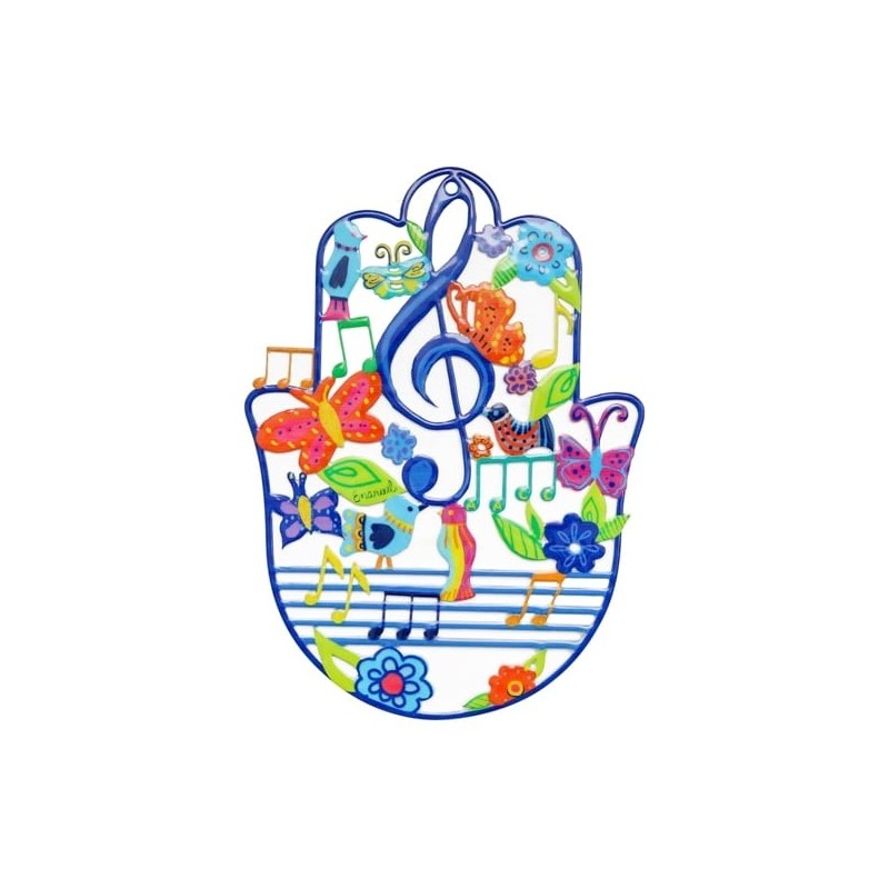 Yair Emanuel Hand Painted Hamsa Wall Hanging - Design Option