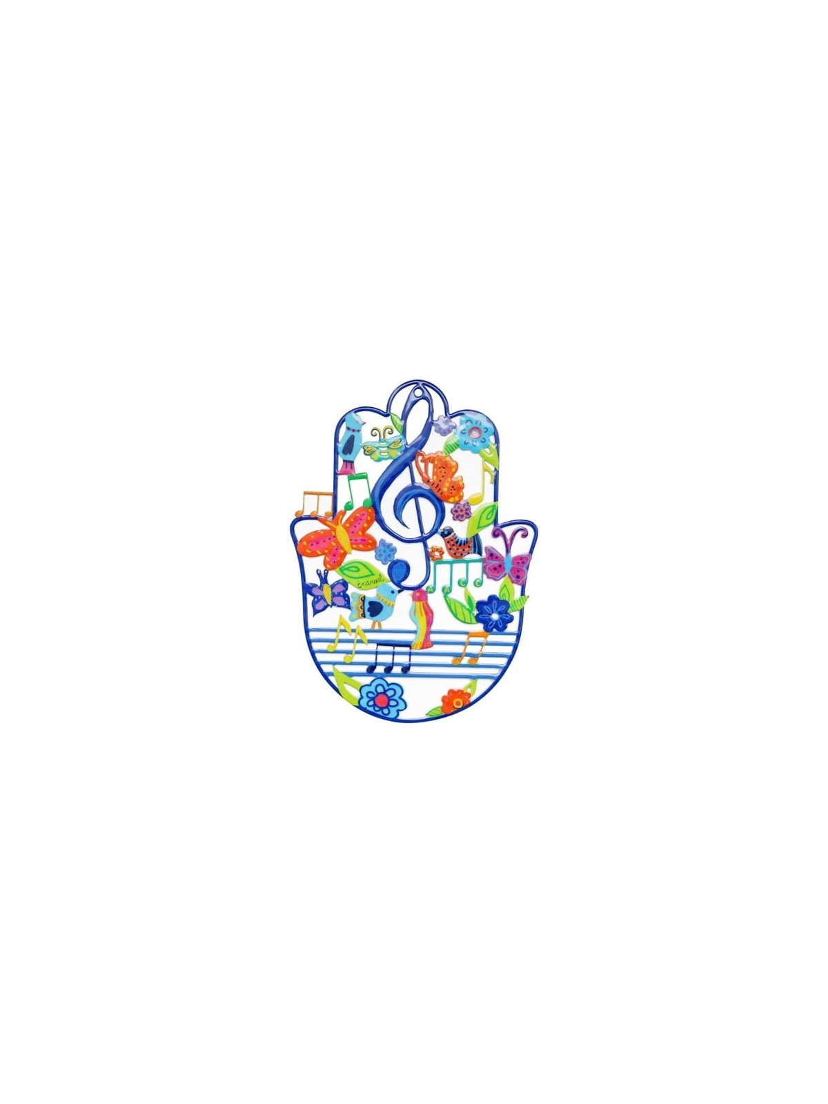 Yair Emanuel Hand Painted Hamsa Wall Hanging - Design Option