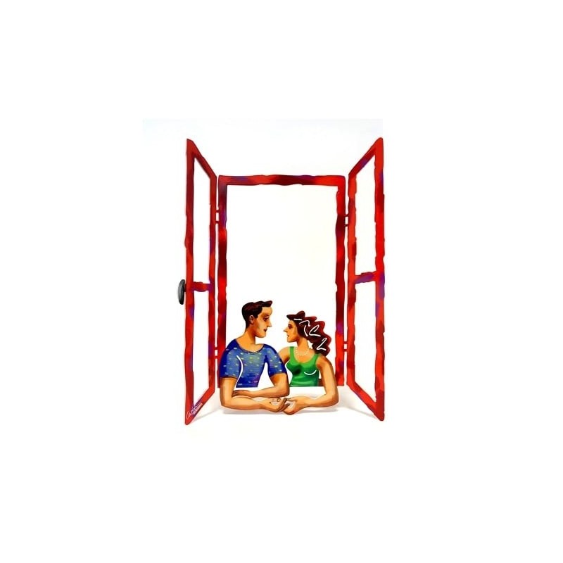 David Gerstein Signed Sculpture - Window with Couple