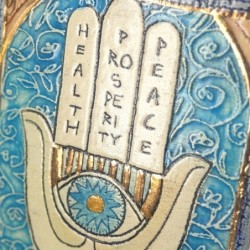 Art in Clay Limited Edition Handmade Ceramic Hamsa Plaque Wall Hanging
