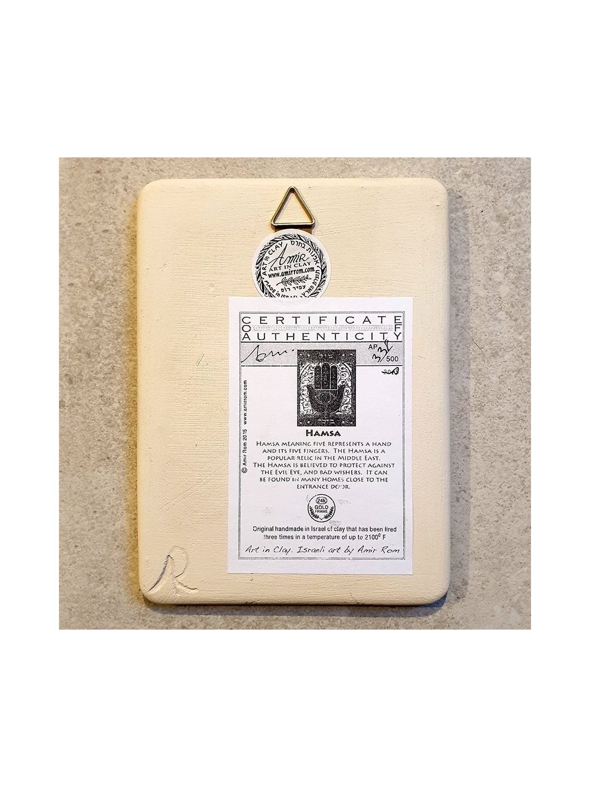 Art in Clay Limited Edition Handmade Ceramic Hamsa Plaque Wall Hanging