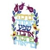 Dorit Judaica Colored Hebrew Blessings and Pomegranates Wall Hanging (