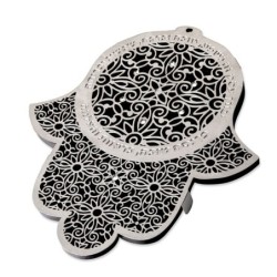 Hamsa Wall Hanging with Business Blessings - Hebrew