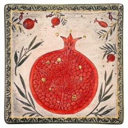 Art in Clay Limited Edition Handmade Ceramic Plaque Pomegranate Wall H