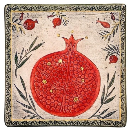 Art in Clay Limited Edition Handmade Ceramic Plaque Pomegranate Wall H