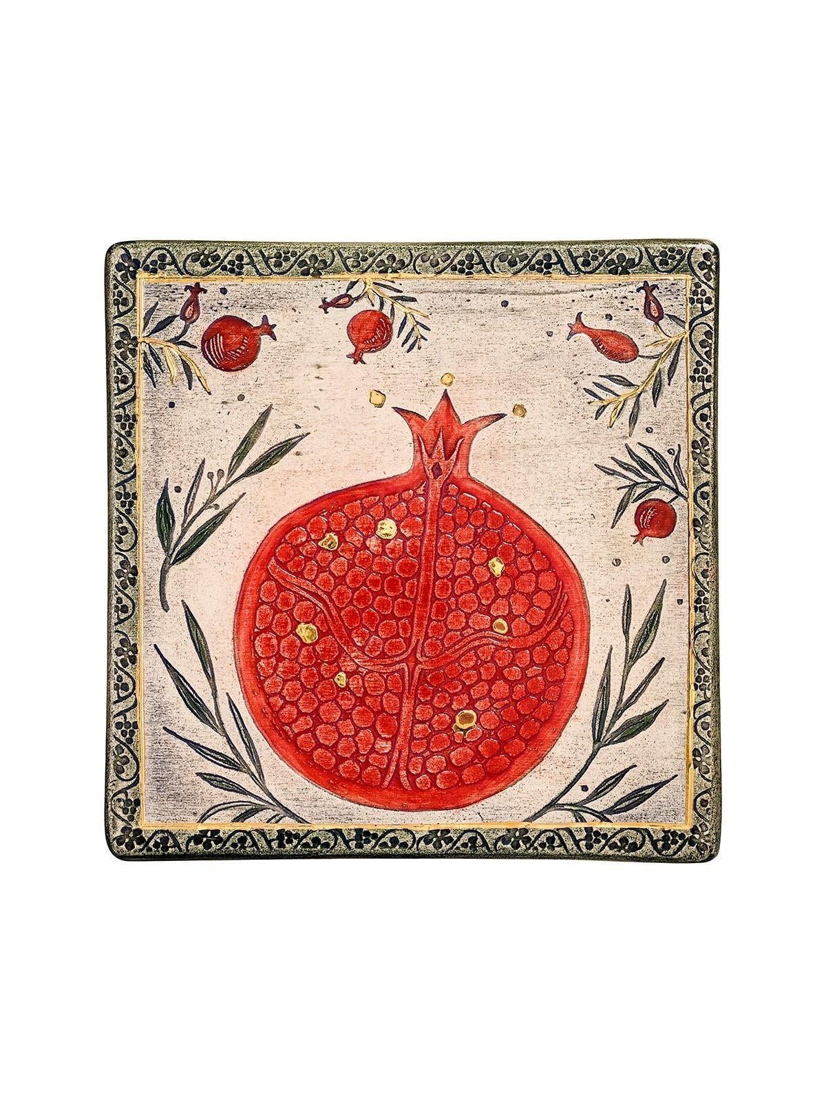 Art in Clay Limited Edition Handmade Ceramic Plaque Pomegranate Wall H