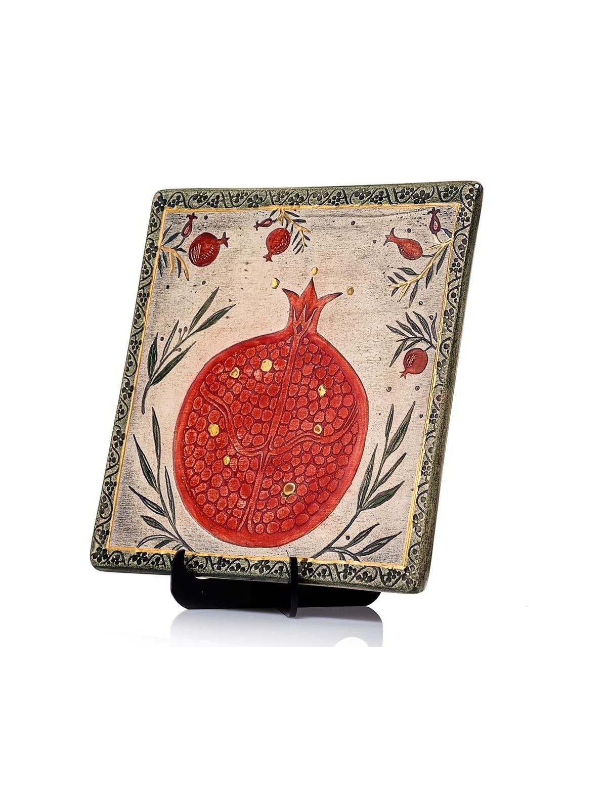 Art in Clay Limited Edition Handmade Ceramic Plaque Pomegranate Wall H