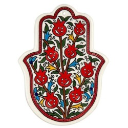 Smiling Pomegranates Hamsa Wall Hanging. Armenian Ceramic