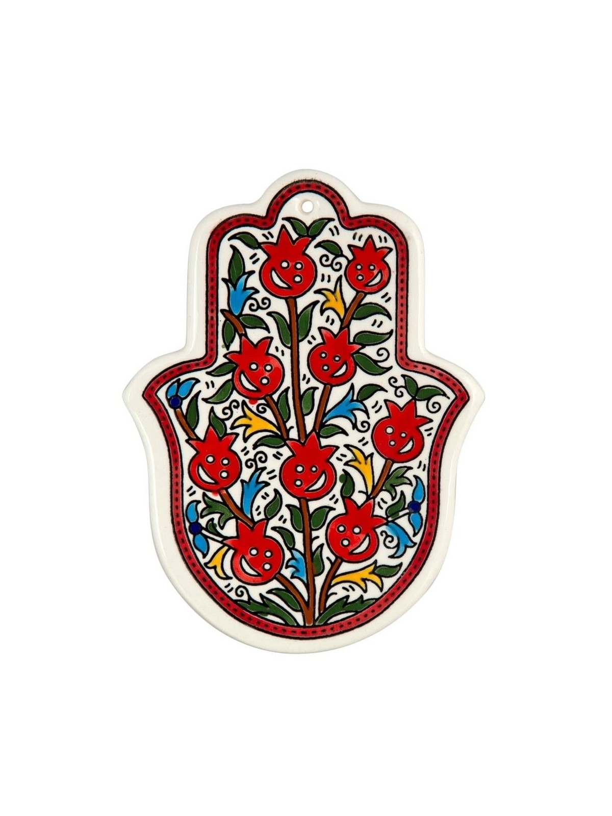 Smiling Pomegranates Hamsa Wall Hanging. Armenian Ceramic