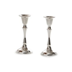 Silver Plated Smooth Stem Shabbat Candlesticks | Gifts for Her