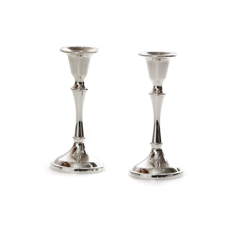 Silver Plated Smooth Stem Shabbat Candlesticks | Gifts for Her