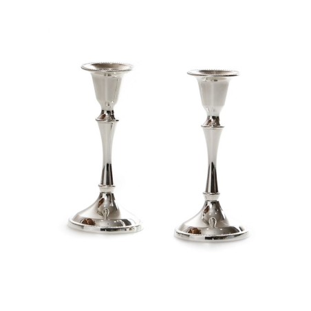 Silver Plated Smooth Stem Shabbat Candlesticks | Gifts for Her
