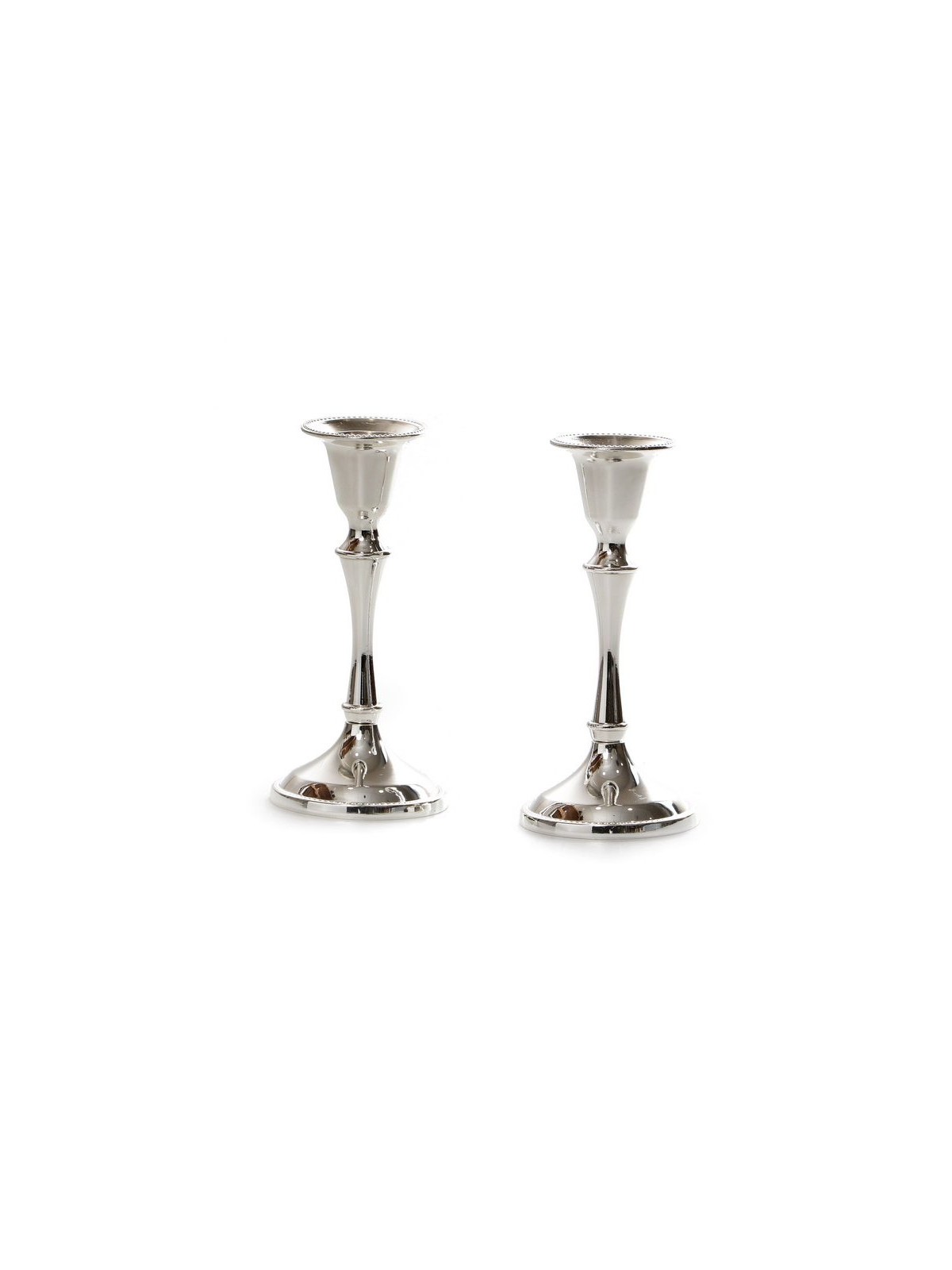 Silver Plated Smooth Stem Shabbat Candlesticks | Gifts for Her