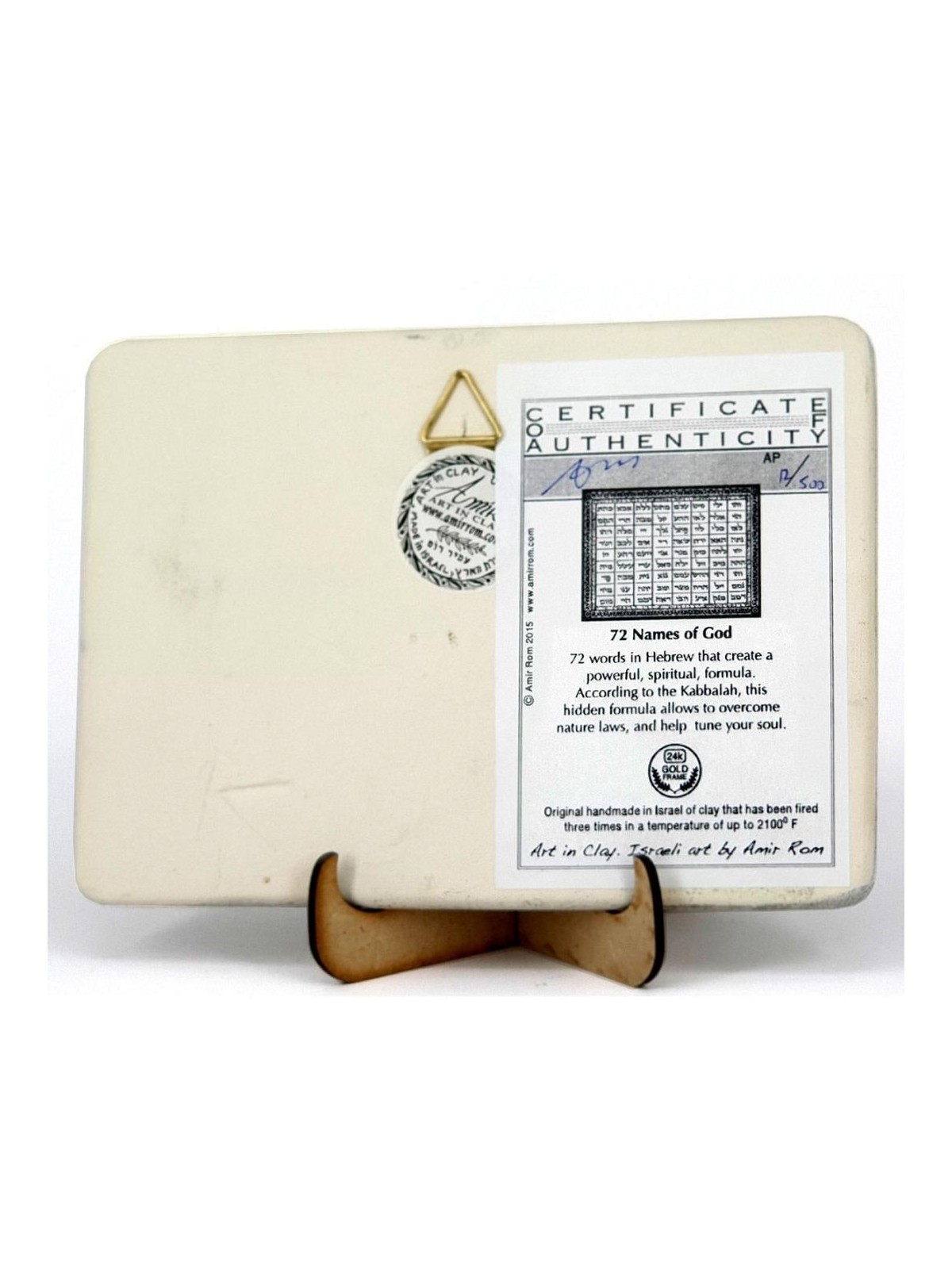 Art in Clay Limited Edition Handmade Kabbalah 72 Names of God Plaque W