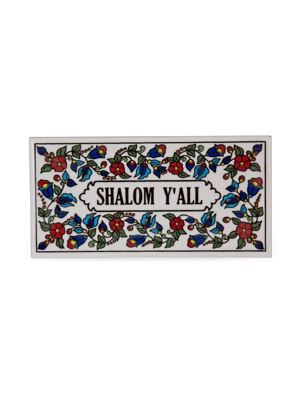 Flower Wall Hanging Tile with Greeting. Armenian Ceramic