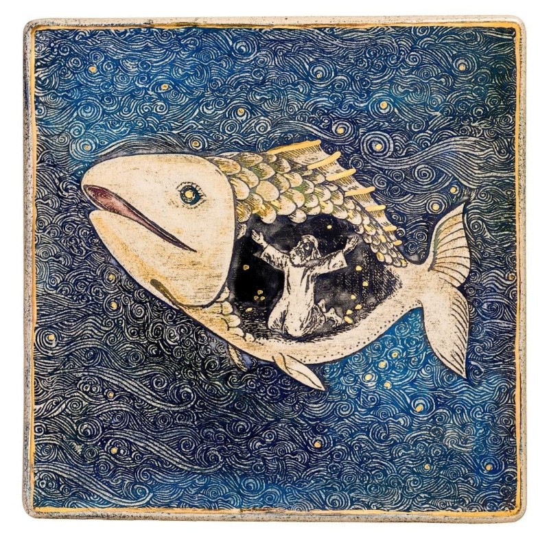 Art in Clay Limited Edition Handmade Ceramic Jonah and the Whale Plaqu