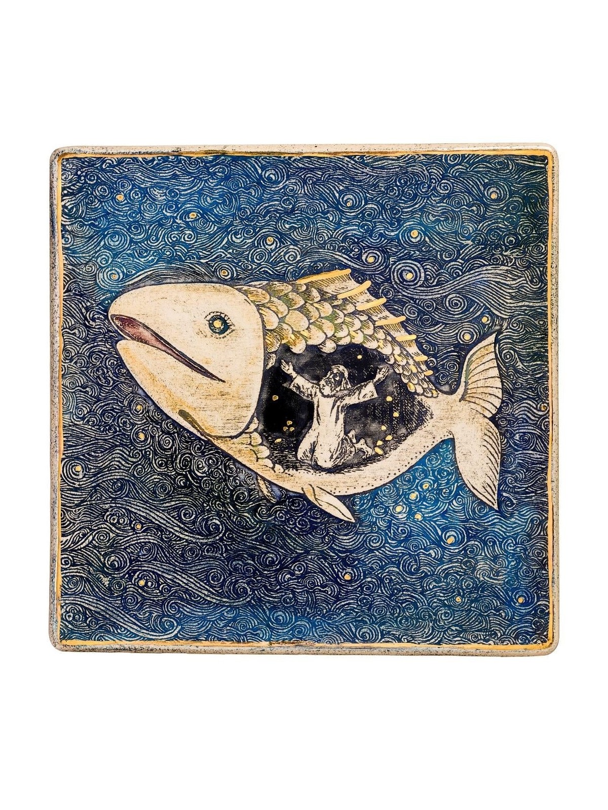 Art in Clay Limited Edition Handmade Ceramic Jonah and the Whale Plaqu