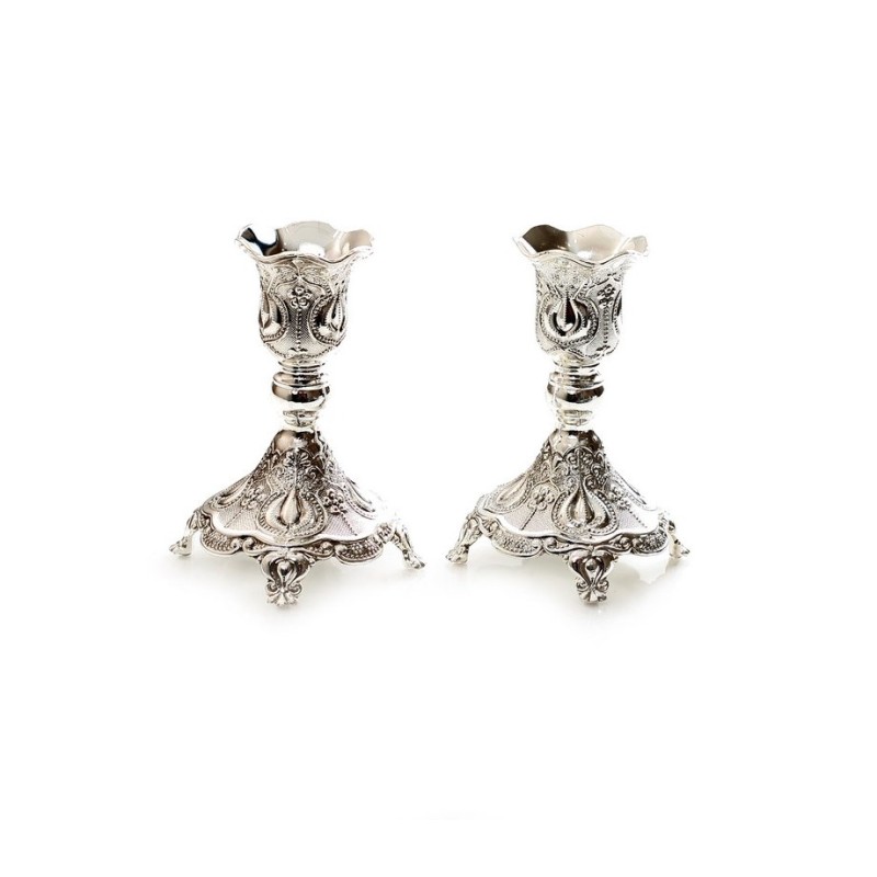 Silver Plated Small Candlesticks with De... | Traditional Candlesticks