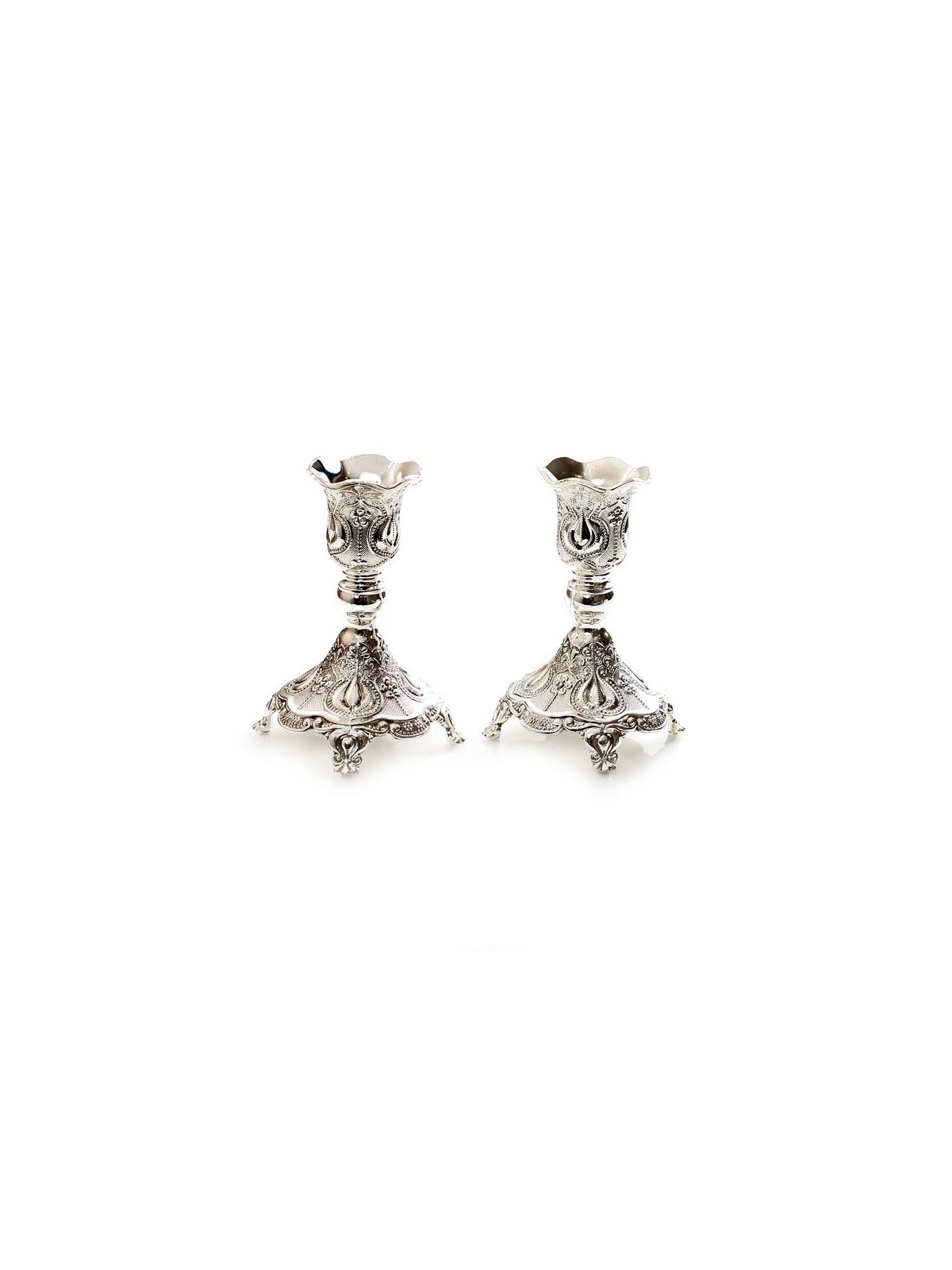Silver Plated Small Candlesticks with De... | Traditional Candlesticks
