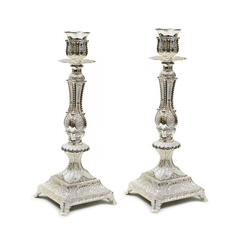 Silver Plated Candlesticks Decorative Filigree Flor... | Gifts for Her