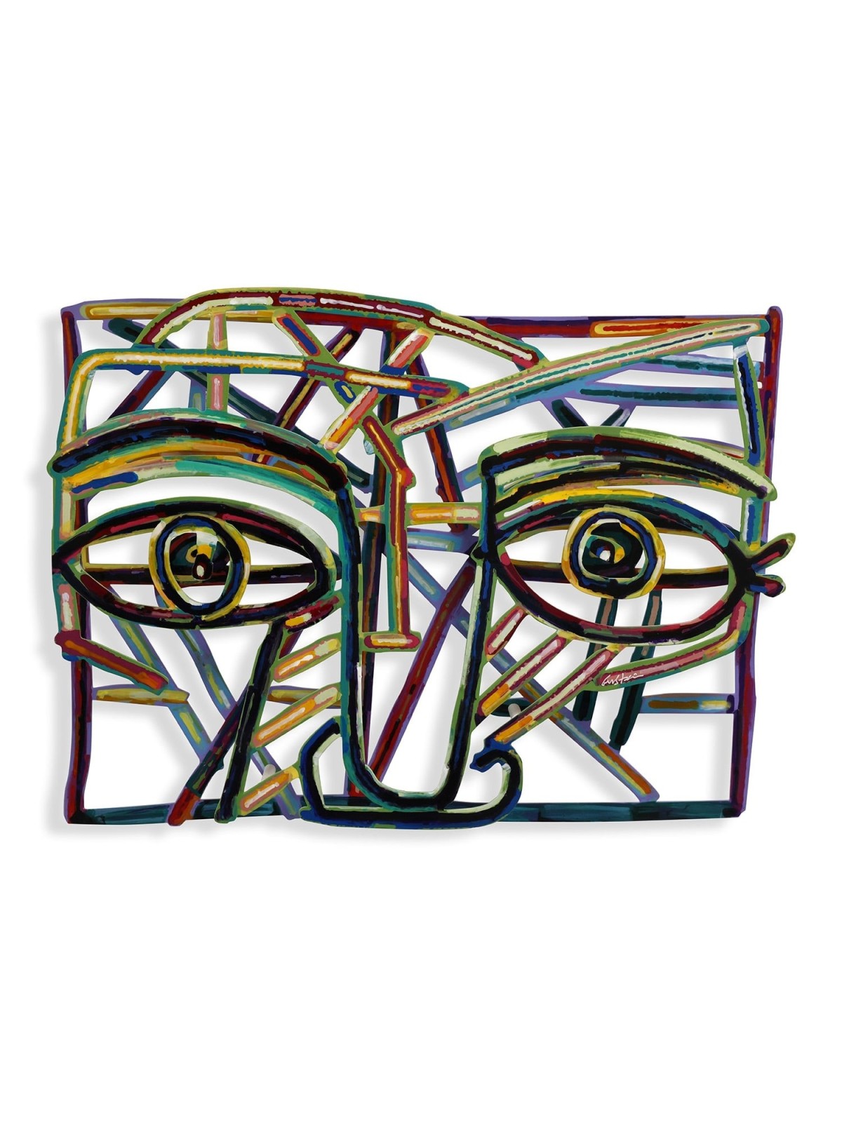 Graffiti Face 3: David Gerstein Hand Painted Limited Edition Wall Scul