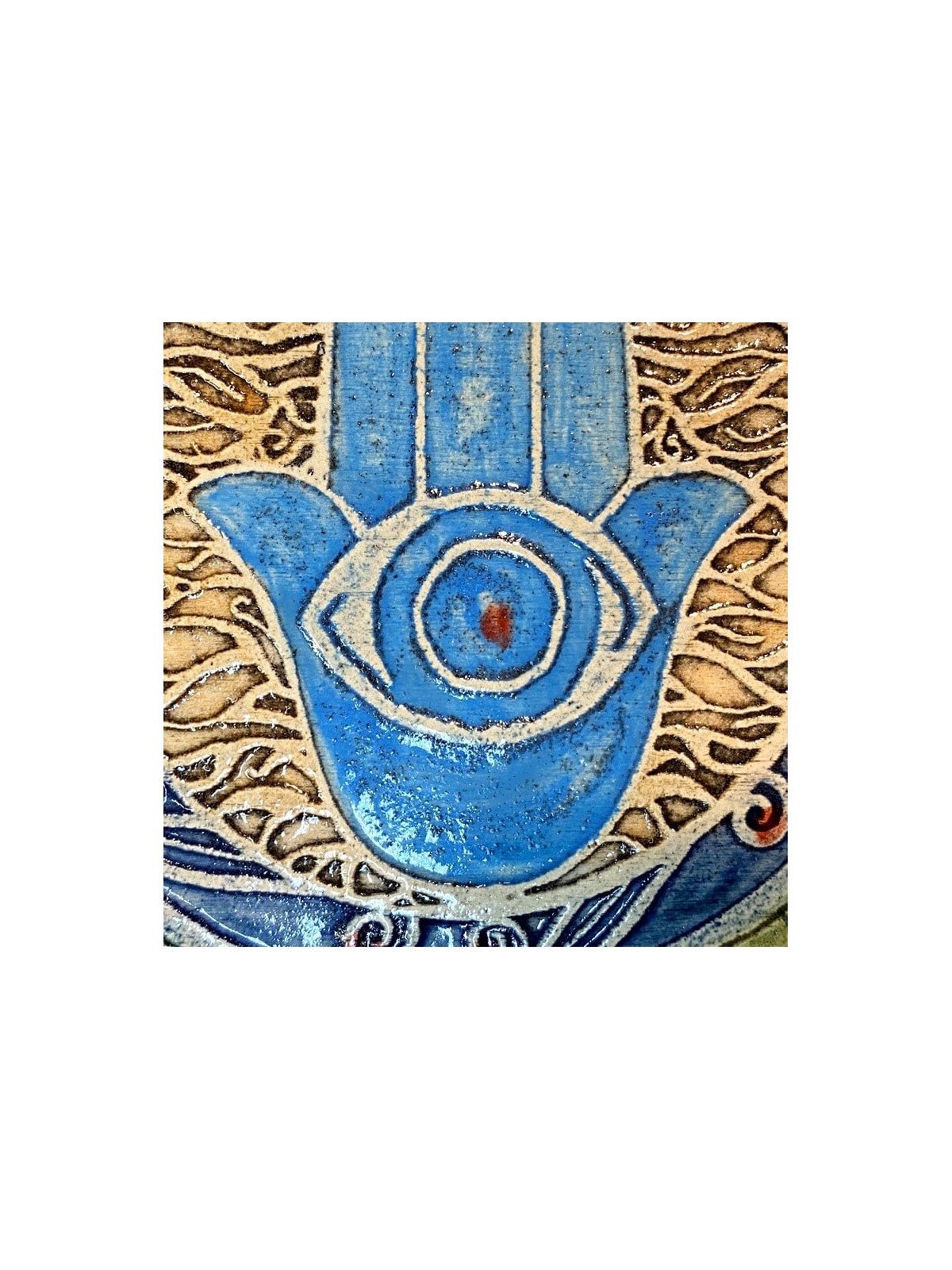 Art in Clay Handmade Ceramic Hamsa Plaque Wall Hanging