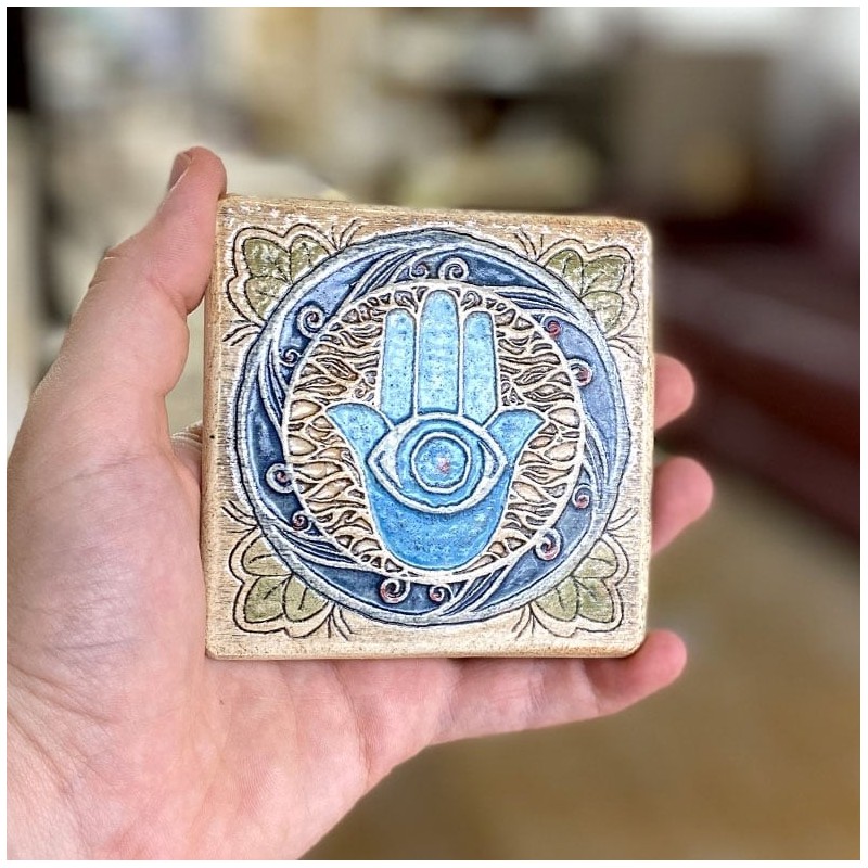 Art in Clay Handmade Ceramic Hamsa Plaque Wall Hanging