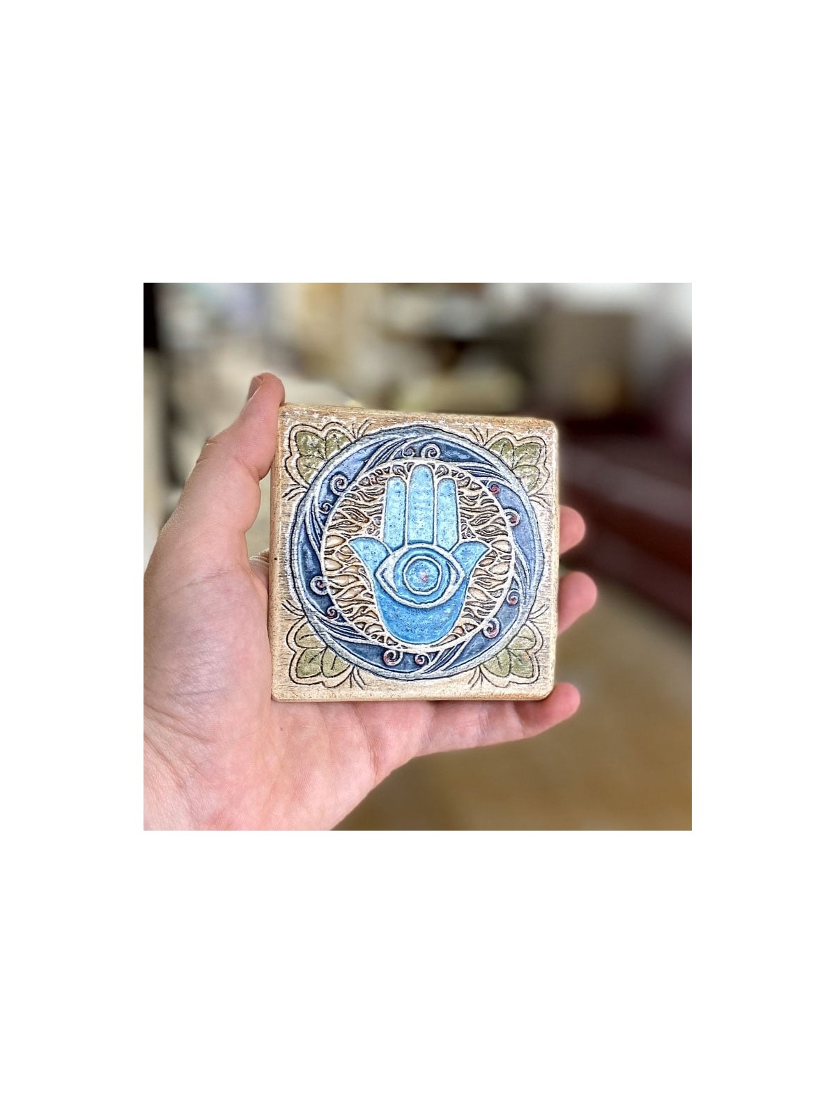 Art in Clay Plaque Hamsa en céramique faite à la main à suspendre au mur