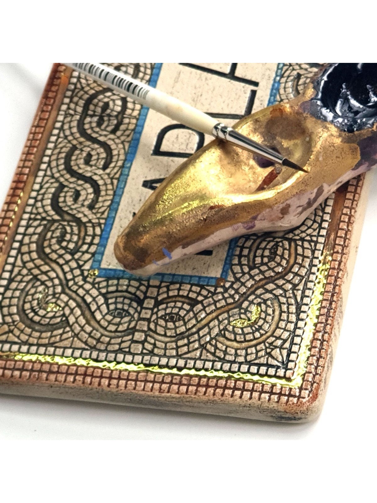 Art in Clay Handmade Ceramic English Personalized Door Sign With 24K G